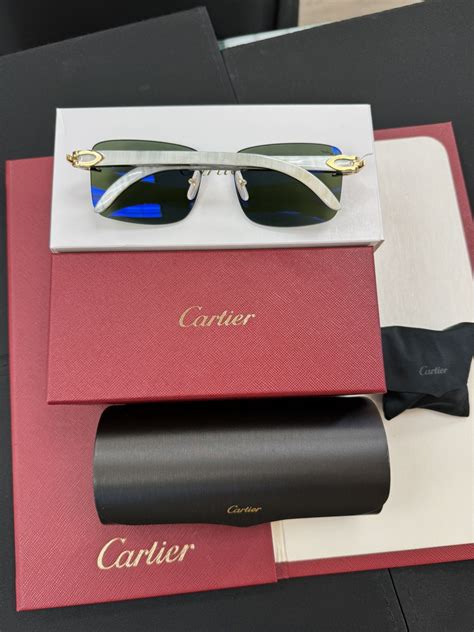 white cartier|cartier white buff sunglasses.